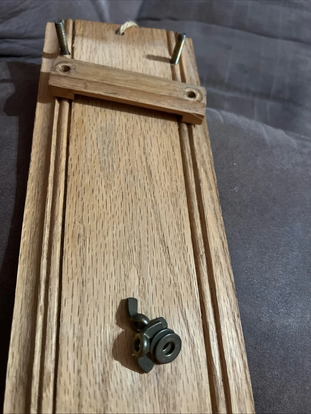 Vintage Wood Grocery List Holder w/ Brass Eagle & Notepad Wall Mount